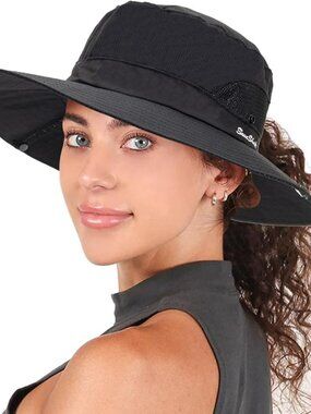 NEW Summer Sun Hat Beach Wide Brim Outdoor UV Protection Packable Mesh Bucket